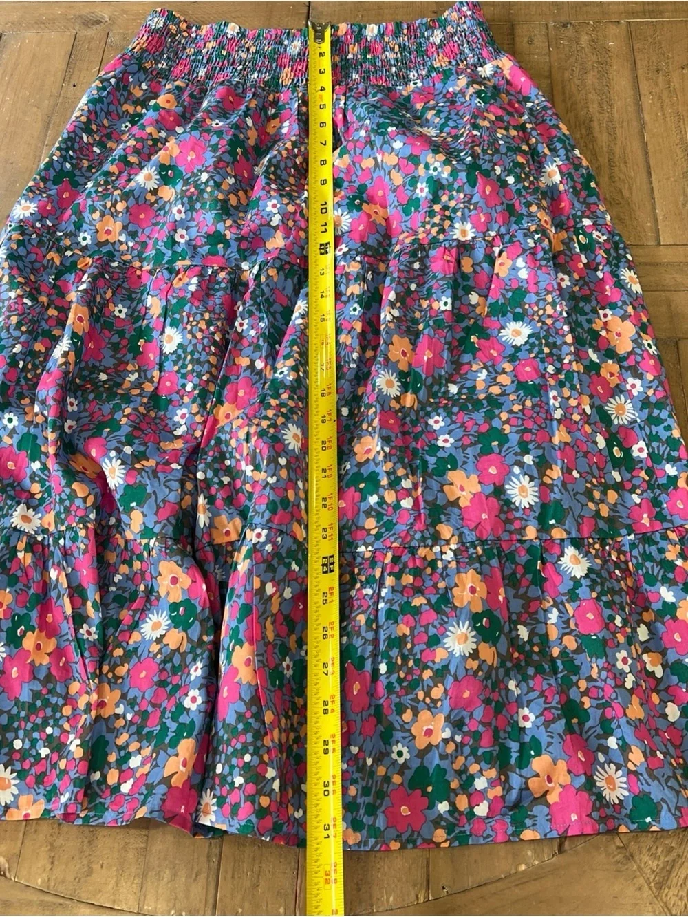Rails Edina Floral Tiered Cotton Skirt Medium MIDI Preppy Lelaini Floral Vibrant